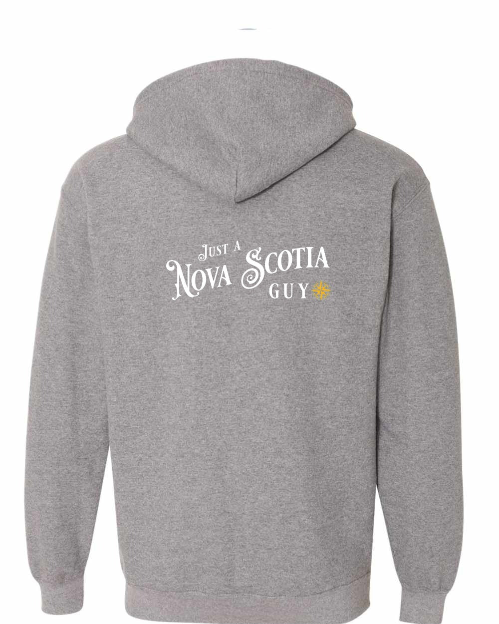 Just a Nova Scotia Guy yellow Left Chest and Back zip-hoodie