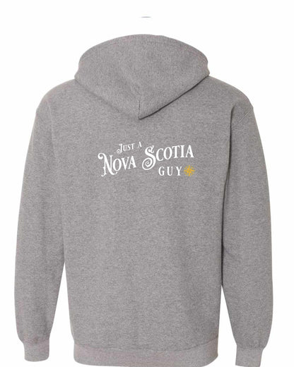 Just a Nova Scotia Guy yellow Left Chest and Back zip-hoodie