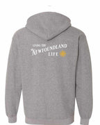 Living the NFLD Life yellow Left Chest and Back Zip Hoodie - Unisex