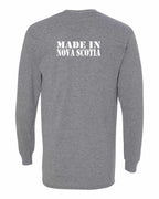 Made In NS ( White Lettering) Left Chest and Back Long Sleeve Tee - Unisex