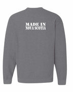 Made In NS ( White Lettering) Left Chest and Back Crewneck Sweatshirt - Unisex