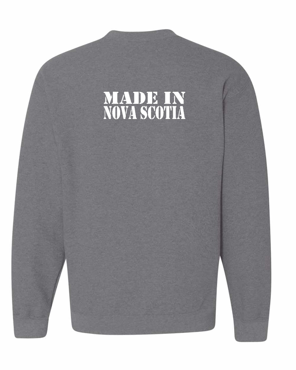 Made In NS ( White Lettering) Left Chest and Back Crewneck Sweatshirt - Unisex