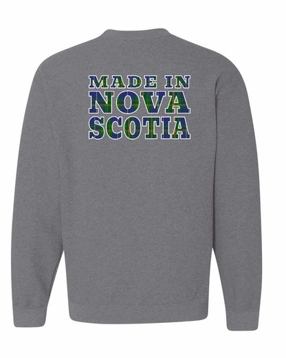 Made In Nova Scotia ( Tartan Lettering) Left Chest and Back crew-neck