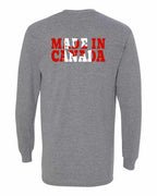 Made in Canada Flag Background Left Chest and Back Long Sleeve - Gildan Canada (sewn Internationally) - Unisex