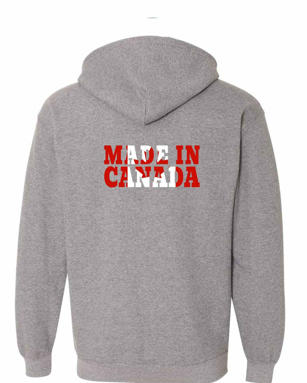 Made in Canada Flag Background Left Chest and Back Zip Hoodie - Gildan Canada (sewn Internationally) - Unisex