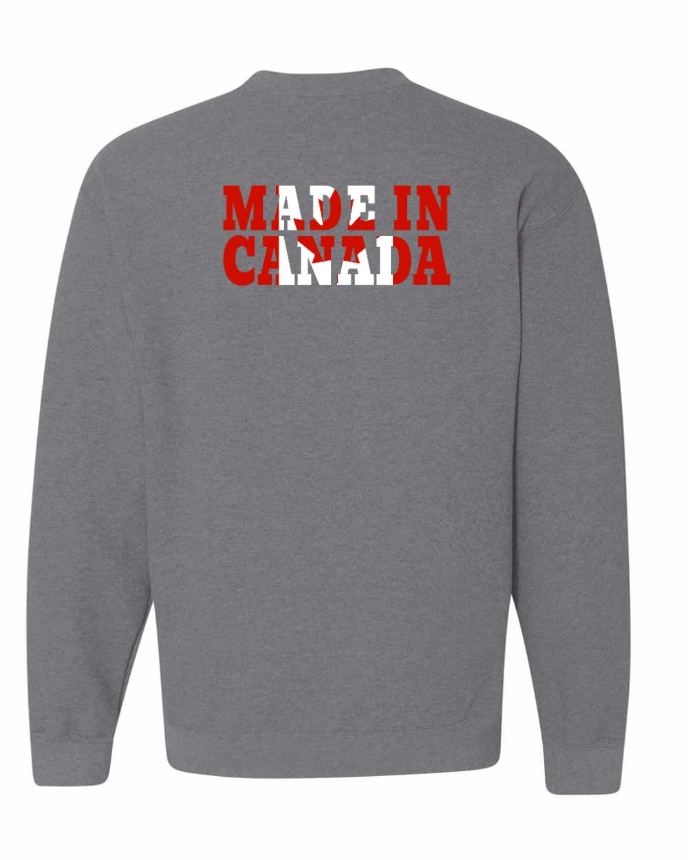 Made in Canada Flag Background Left Chest and Back Crewneck Sweatshirt - Gildan Canada (sewn Internationally) - Unisex