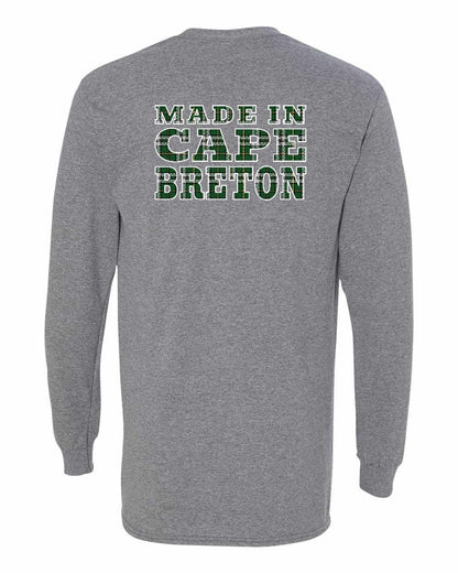 Made In Cape Breton Tartan Left Chest and Back Long Sleeve Tee