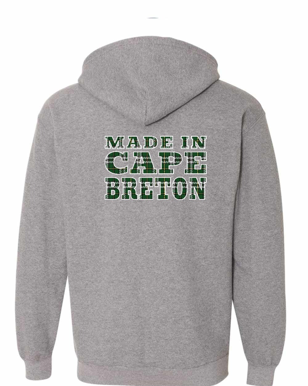 Made In Cape Breton Tartan Left Chest and Back Zip Hoodie