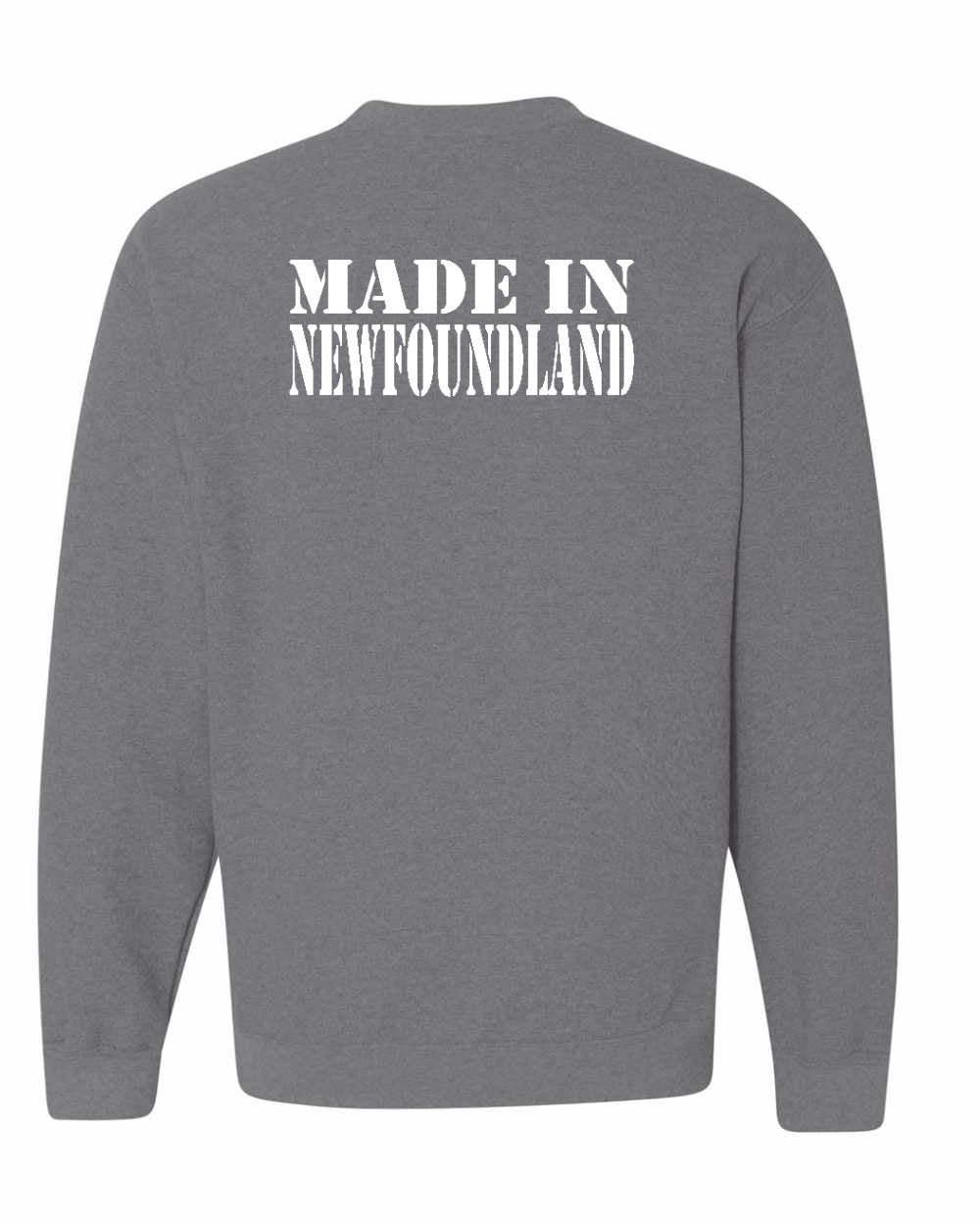 Made In Newfoundland ( White Lettering) Left Chest and Back Crewneck Sweatshirt