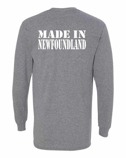 Made In Newfoundland ( White Lettering) Left Chest and Back Long Sleeve