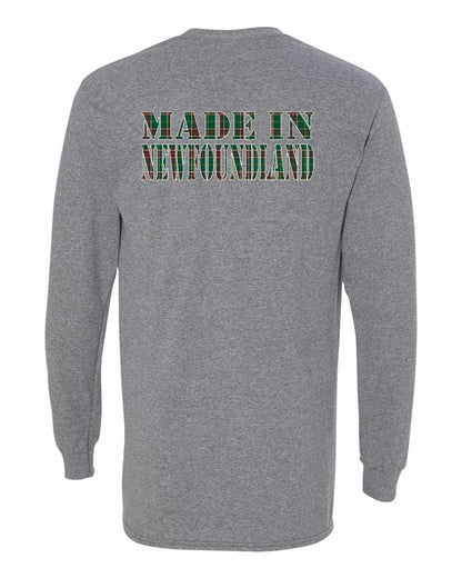 Made In Newfoundland ( Tartan Lettering) Left Chest and Back Long Sleeve