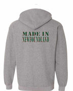 Made In NFLD ( Tartan Lettering) Left Chest and Back Zip Hoodie - Unisex