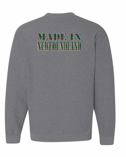 Made In Newfoundland ( Tartan Lettering) Left Chest and Back Crewneck Sweatshirt