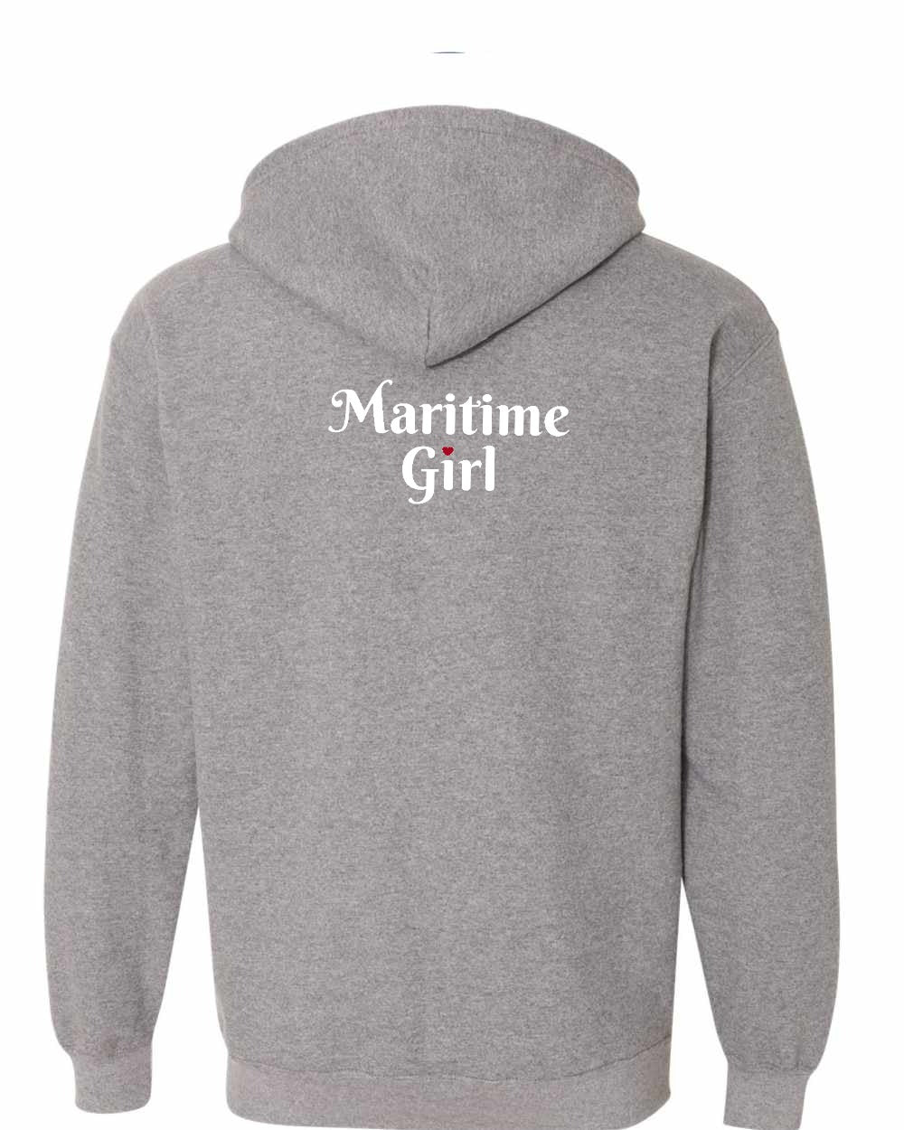 Maritime Girl Heart Dot Left Chest & Back Zip Hoodie - Unisex
