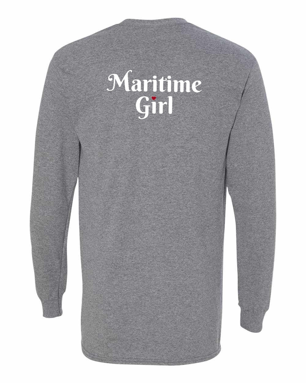 Maritime Girl Heart Dot Left Chest & Back Long Sleeve Tee - Unisex