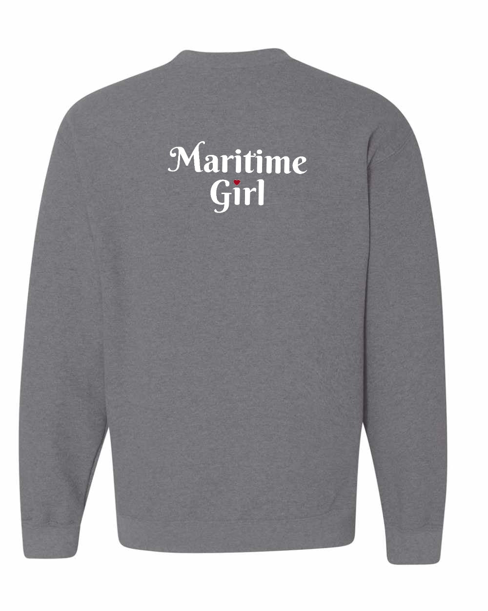 Maritime Girl Heart Dot Left Chest & Back Crewneck Sweatshirt - Unisex