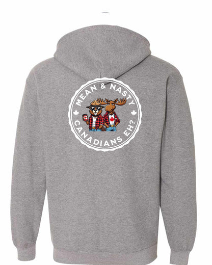 Mean & Nasty Canadians Eh! Left Chest and Back Zip Hoodie - Gildan Canada (sewn Internationally)