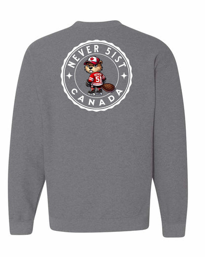 Never 51st Beaver Left Chest and Back Crewneck