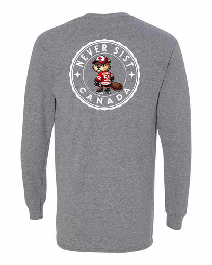 Never 51st Beaver Left Chest and Back Long Sleeve