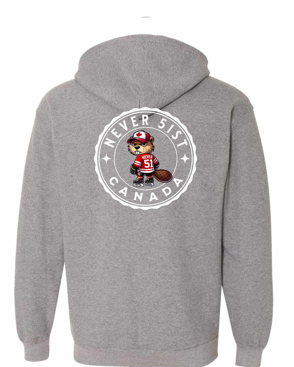 Never 51st Beaver Left Chest and Back Zip Hoodie - Gildan Canada (sewn Internationally) - Unisex