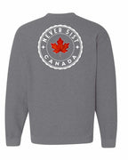 Never 51st Leaf Left Chest and Back Crewneck Sweatshirt - Gildan Canada (sewn Internationally) - Unisex