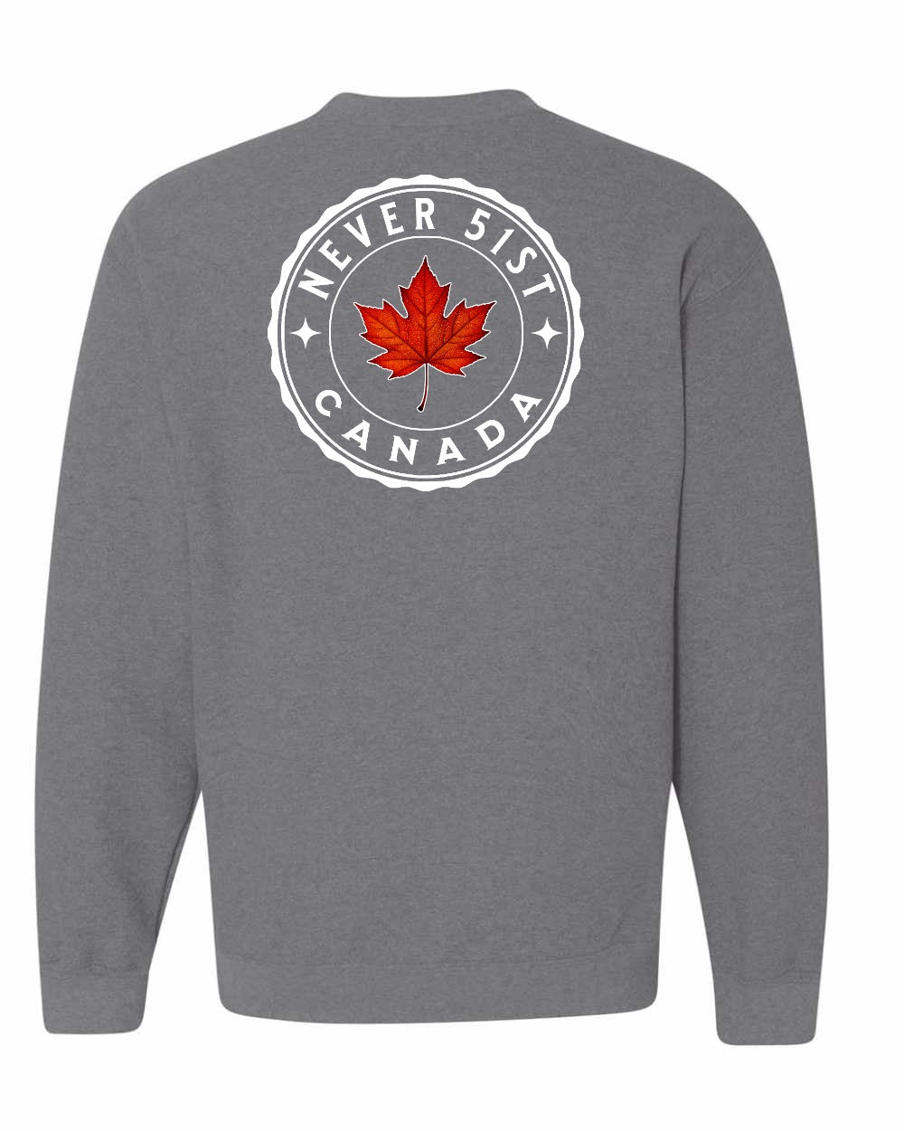 Never 51st Leaf Left Chest and Back Crewneck Sweatshirt - Gildan Canada (sewn Internationally) - Unisex
