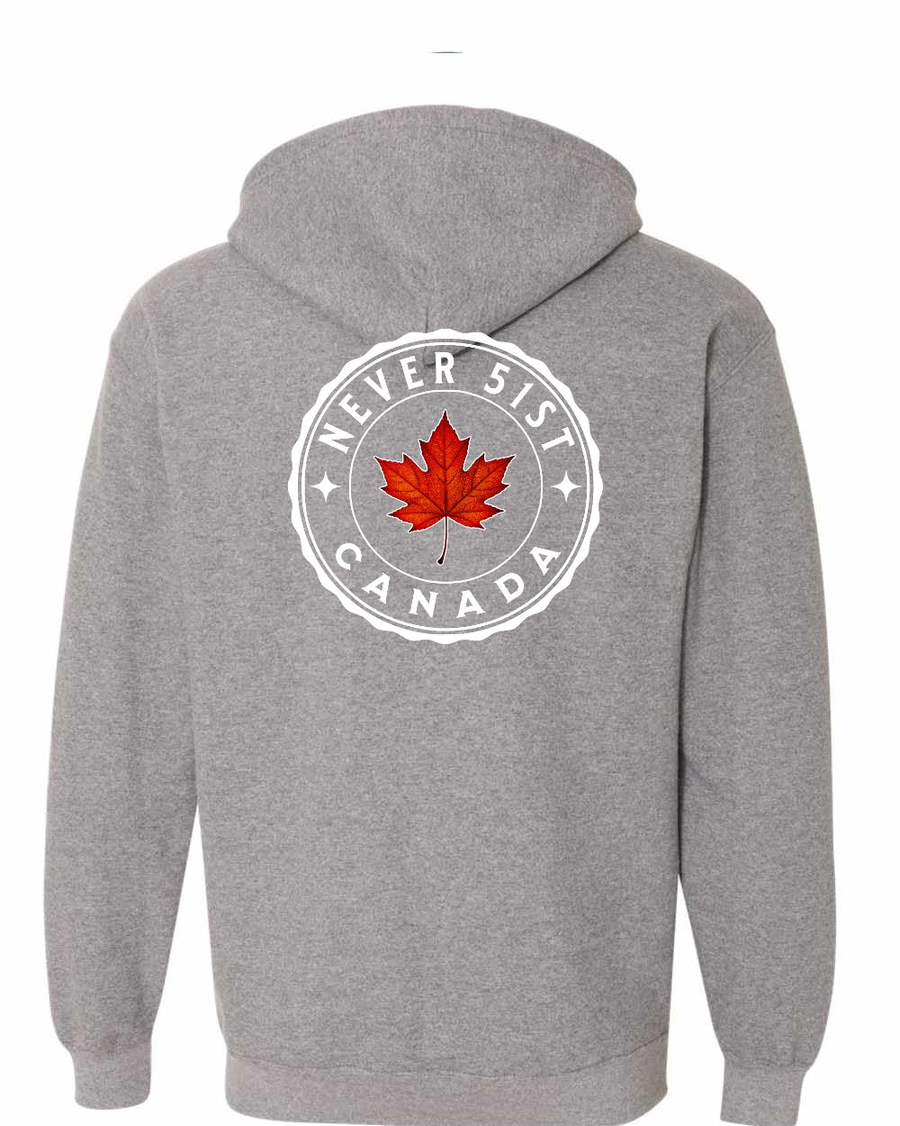 Never 51st Leaf Left Chest and Back Zip Hoodie - Gildan Canada (sewn Internationally) - Unisex
