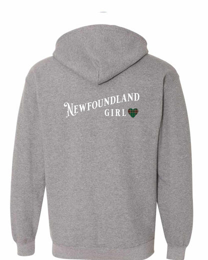Newfoundland Girl Tartan Left Chest and Back Zip Hoodie