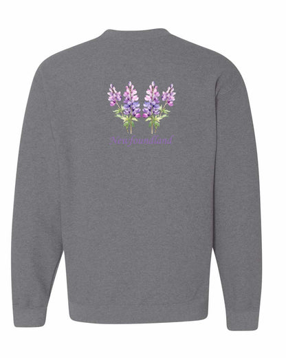 Newfoundland Lupins Left Chest and Back Crewneck Sweatshirt