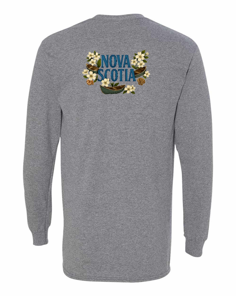 Nova Scotia Flowers Left Chest and Back Long Sleeve Tee
