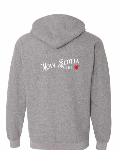 Nova Scotia Girl Red Heart Left Chest and Back zip-hoodie