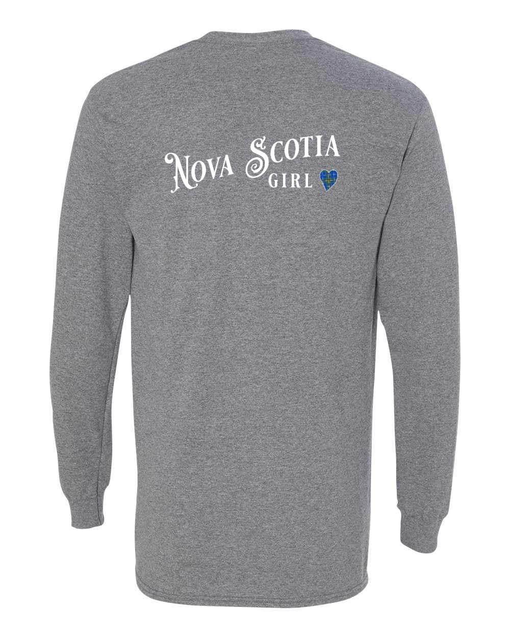 Nova Scotia Girl Tartan Heart Left Chest and Back Long Sleeve Tee