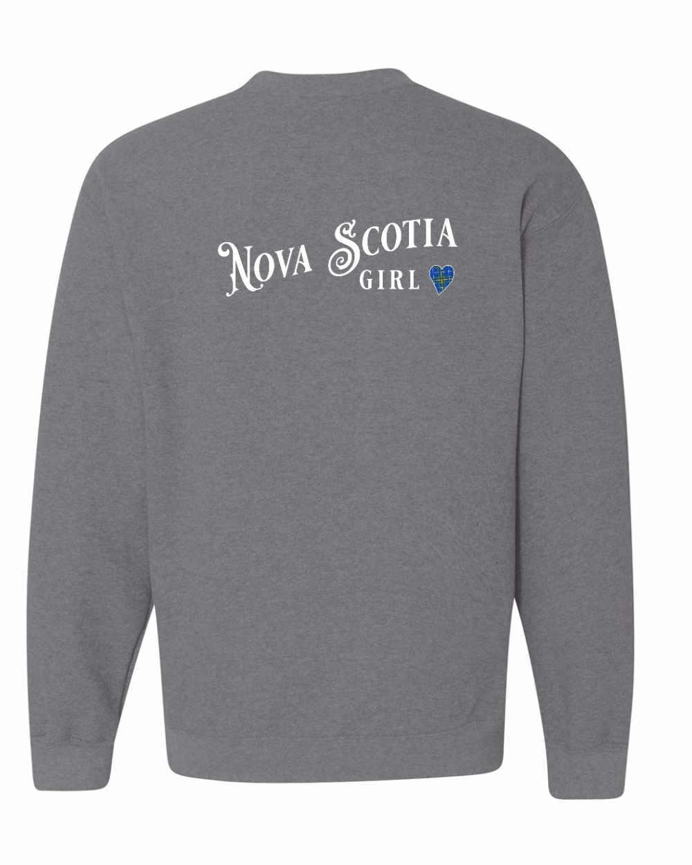 Nova Scotia Girl Tartan Heart Left Chest and Back crew-neck