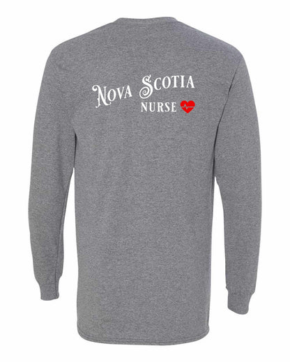 Nova Scotia Nurse Left Chest and Back Long Sleeve Tee