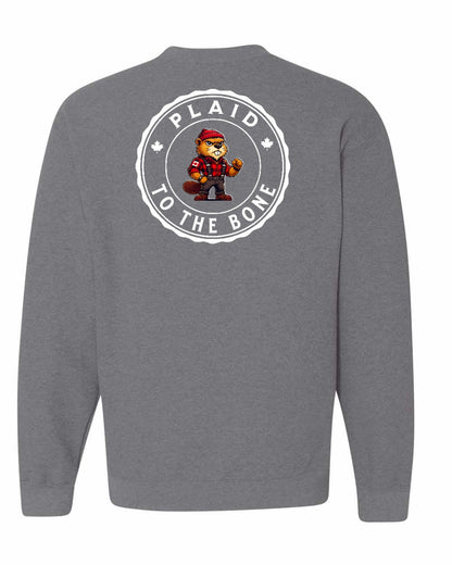 Plaid to the Bone Beaver Left Chest and Back Crewneck