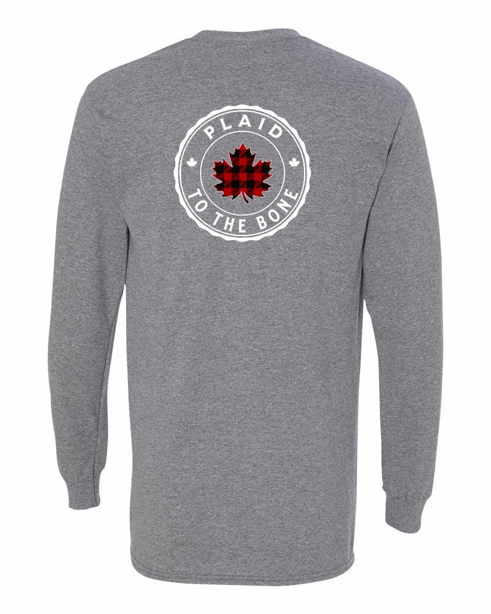 Plaid to the Bone Circle Leaf Left Chest and Back Long Sleeve - Gildan Canada (sewn Internationally) - Unisex