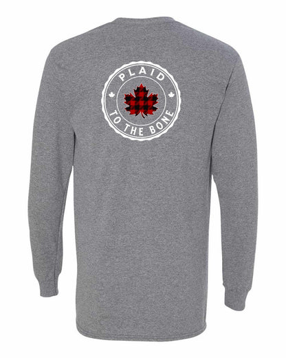 Plaid to the Bone Circle Leaf Left Chest and Back Long Sleeve
