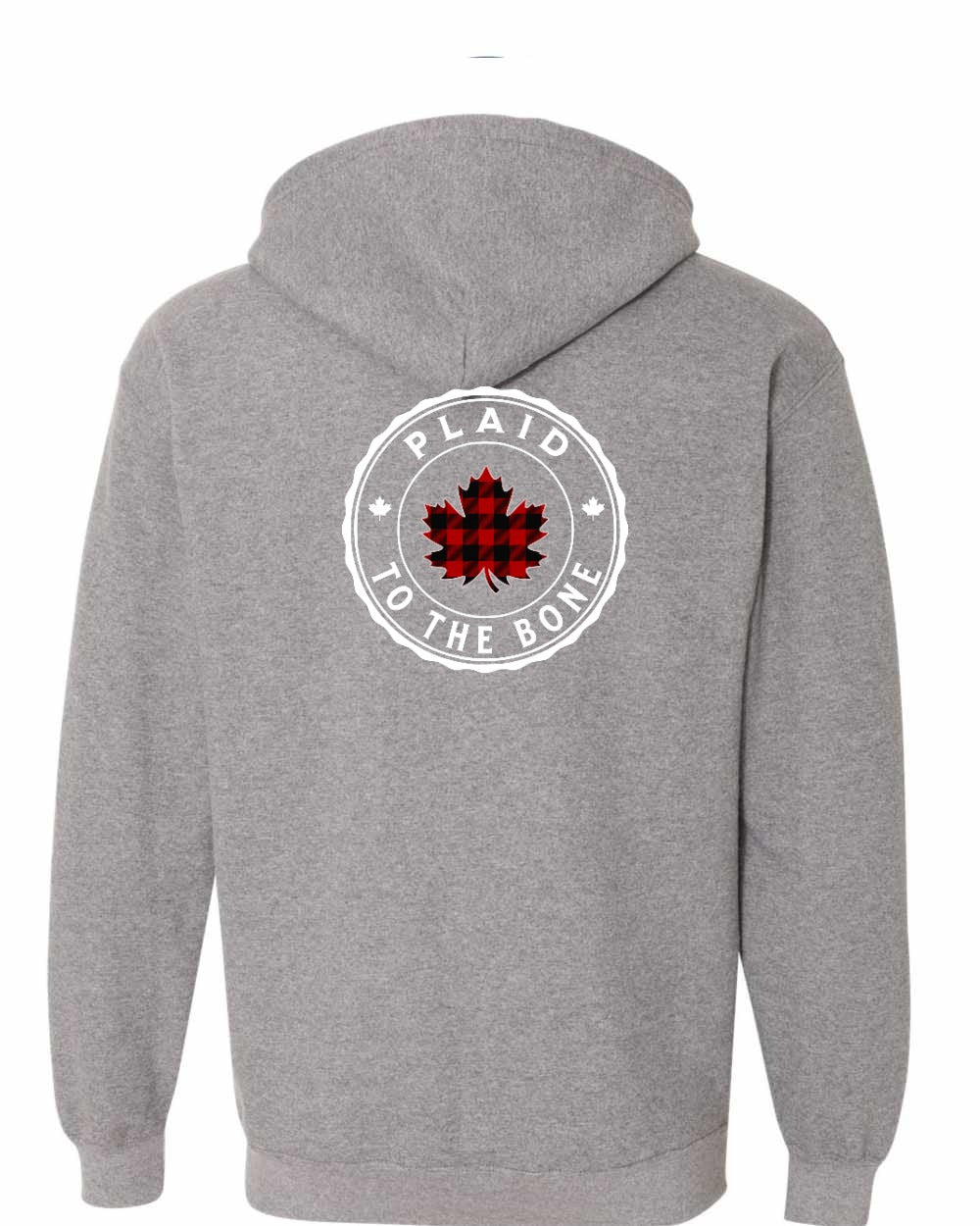 Plaid to the Bone Circle Leaf Left Chest and Back Zip Hoodie - Gildan Canada (sewn Internationally) - Unisex