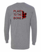 Plaid to the Bone Stacked Leaf Left Chest and Back Long Sleeve - Gildan Canada (sewn Internationally) - Unisex