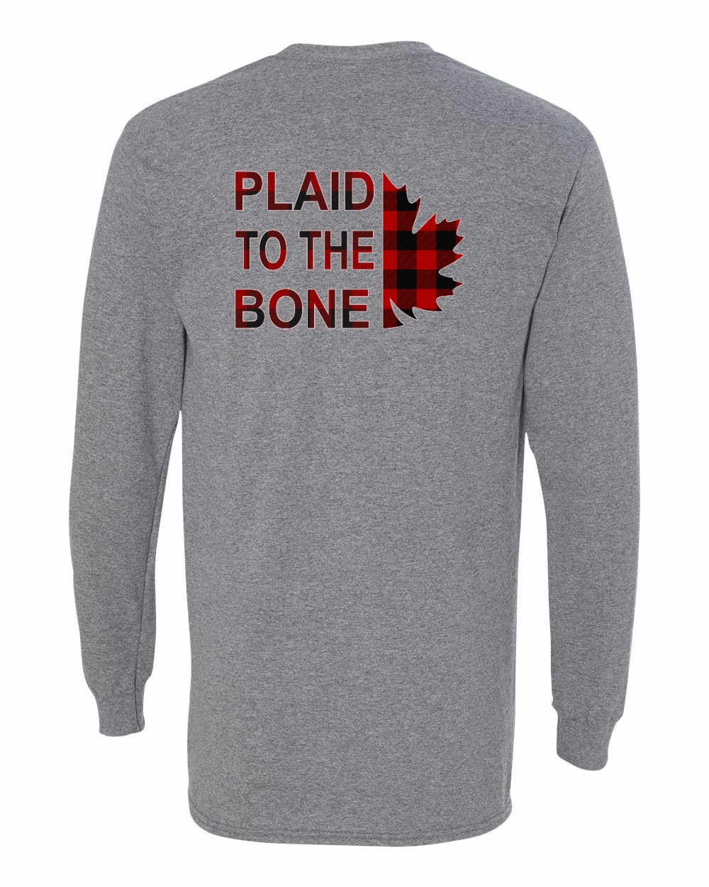 Plaid to the Bone Stacked Leaf Left Chest and Back Long Sleeve - Gildan Canada (sewn Internationally) - Unisex