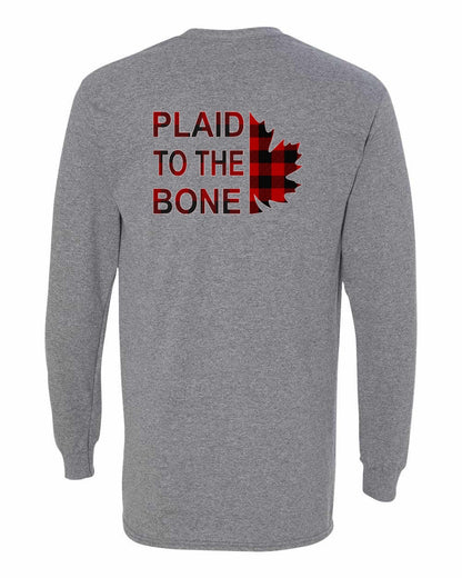 Plaid to the Bone Stacked Leaf Left Chest and Back Long Sleeve