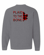 Plaid to the Bone Stacked Leaf Left Chest and Back Crewneck Sweatshirt - Gildan Canada (sewn Internationally) - Unisex
