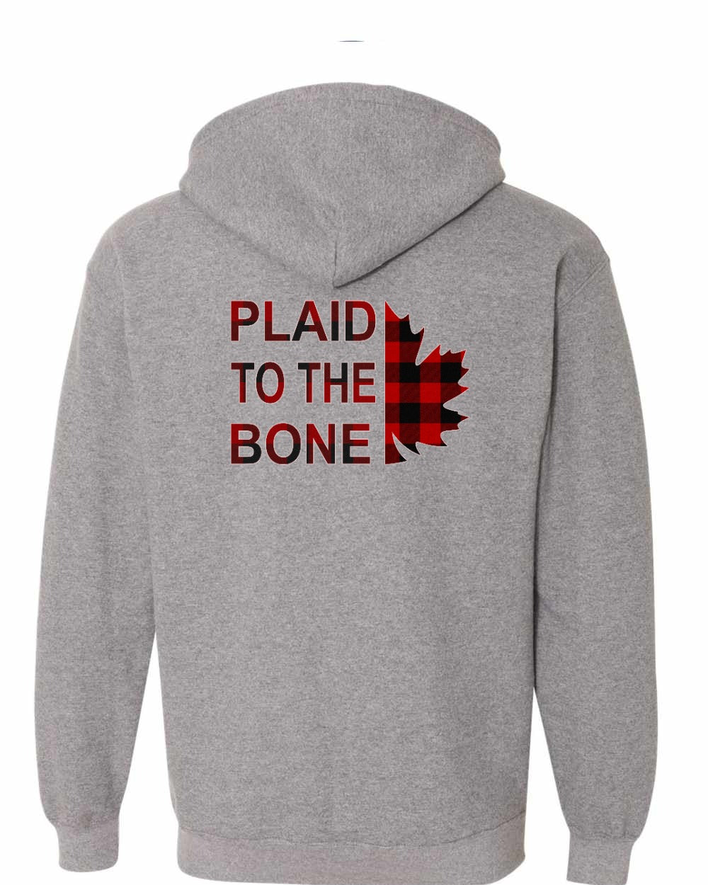 Plaid to the Bone Stacked Leaf Left Chest and Back Zip Hoodie - Gildan Canada (sewn Internationally) - Unisex
