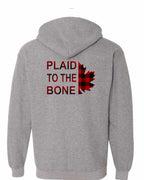 Plaid to the Bone Stacked Leaf Left Chest and Back Zip Hoodie - Gildan Canada (sewn Internationally) - Unisex