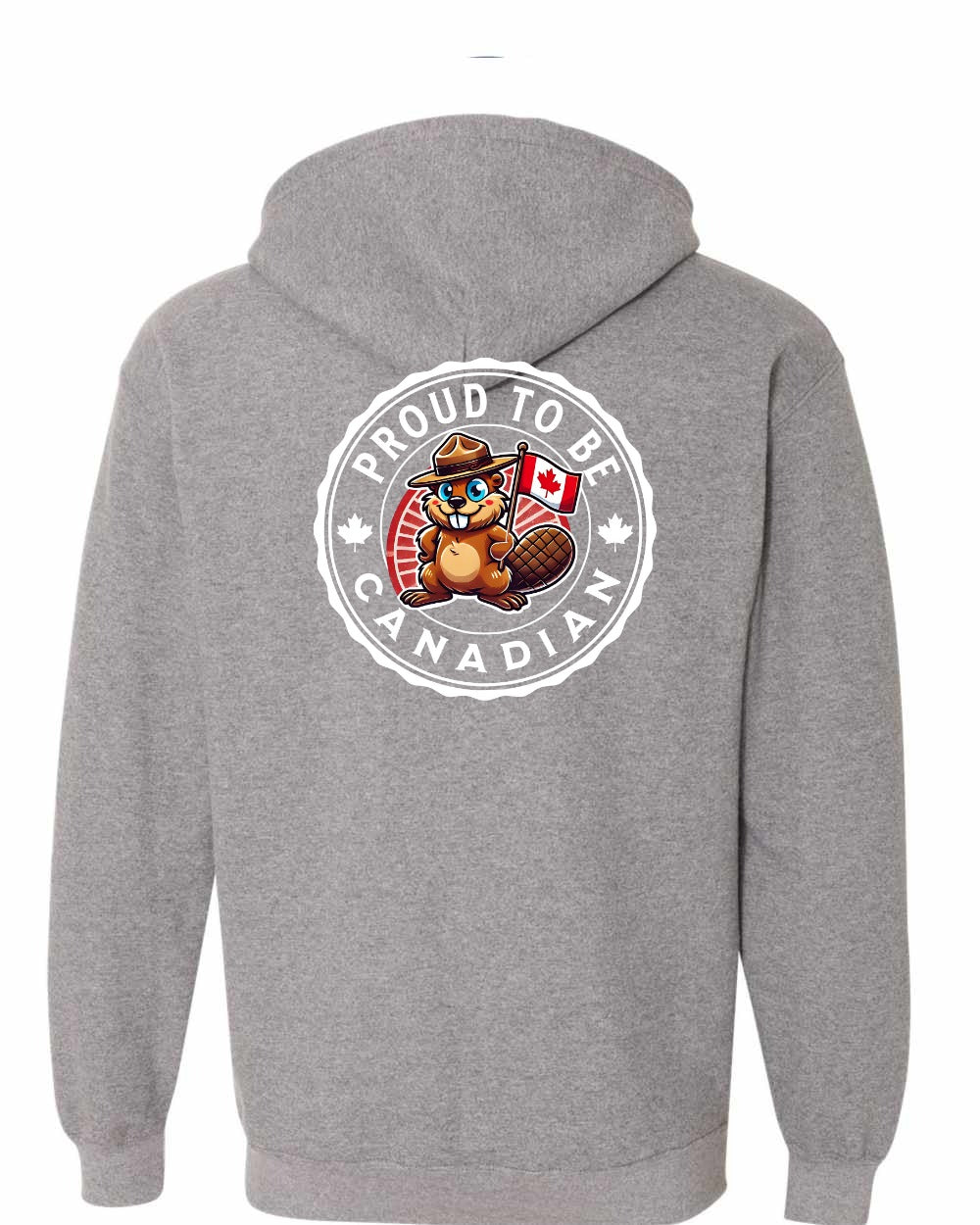 Proud to be Canadian Beaver Left Chest and Back Zip Hoodie - Gildan Canada (sewn Internationally)
