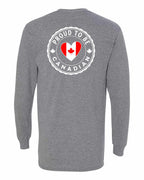 Proud to be Canadian Heart Flag Left Chest and Back Long Sleeve - Gildan Canada (sewn Internationally) - Unisex
