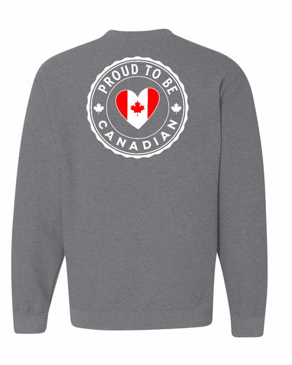 Proud to be Canadian Heart Flag Left Chest and Back Crewneck