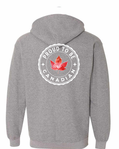 Proud to be Canadian Leaf Left Chest Zip Hoodie - Gildan Canada (sewn Internationally)