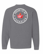 Proud to be Canadian Leaf Left Chest and Back Crewneck Sweatshirt - Gildan Canada (sewn Internationally) - Unisex