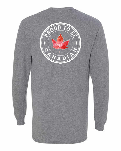 Proud to be Canadian Leaf Left Chest and Back Long Sleeve